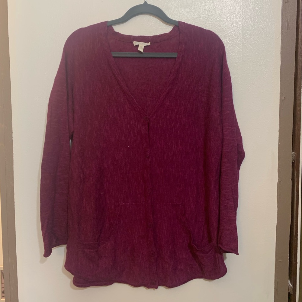 Eileen Fisher - V-Neck Cardigan in Maroon